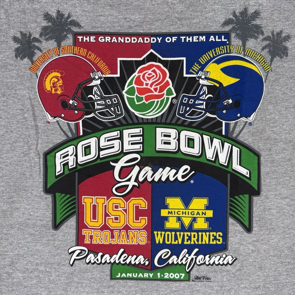 2007 ROSE BOWL USC MICHIGAN T-SHIRT 2XL VINTAGE COLLEGE FOOTBALL NWOT